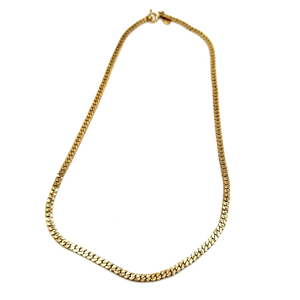 Vintage Gold Tone Avon Flat Snake Herringbone Chain Necklace 16"